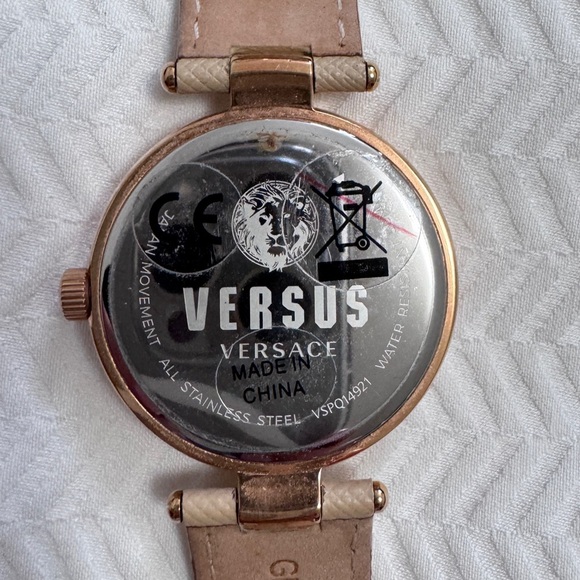 $275 Versus Versace Womens Rose Gold /Beige 36mm Genuine Strap Fashion Watch - Picture 4 of 11